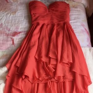 Orange Strapless Prom Dress